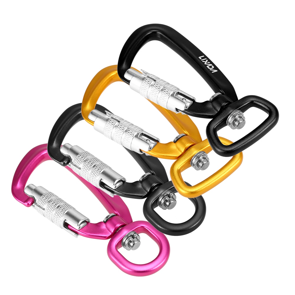 Lixada Survial Rescue Bergbeklimmen Karabijnhaken Haak D-Ring 360 ° Draaibare Spinner Sleutelhanger Touw Swivel Karabijnhaak Clip