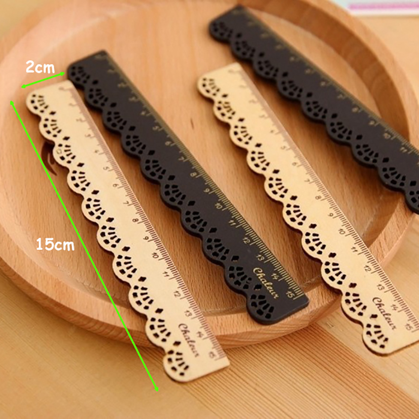 Neuheit 15 cm skala gerade lineal Schüler schreibwaren hohl spitze blume holz lineal büro liefert Sauerei lineal freundlicher