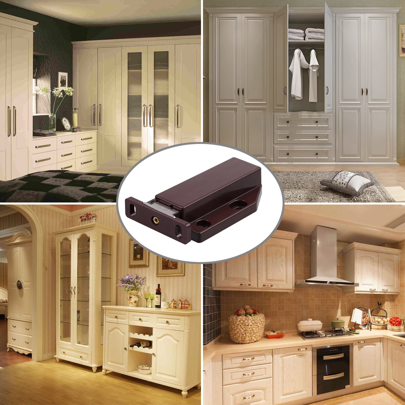 PROSTER 4pcs Touch Latch Push-To-Open For Release Cabinet Large Doors Catches Latch Door Furniture Hardware