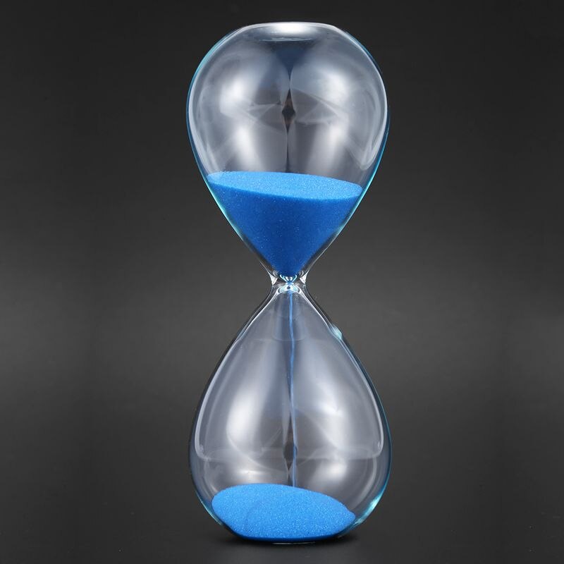 Large Blue Sand Glass Sandglass Hourglass Timer Clear Smooth Glass Measures Home Desk Decor Xmas Birthday (Blue,