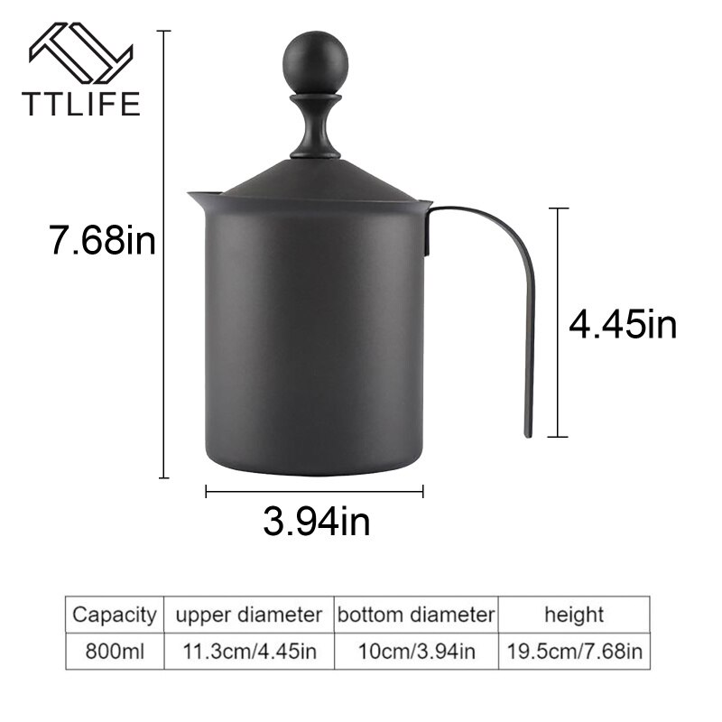 400/800Ml Handmatige Melkopschuimer Rvs Double Mesh Melk Creamer Foam Mesh Koffie Kannen Foamer Coffe Maker koffie Kopjes Set