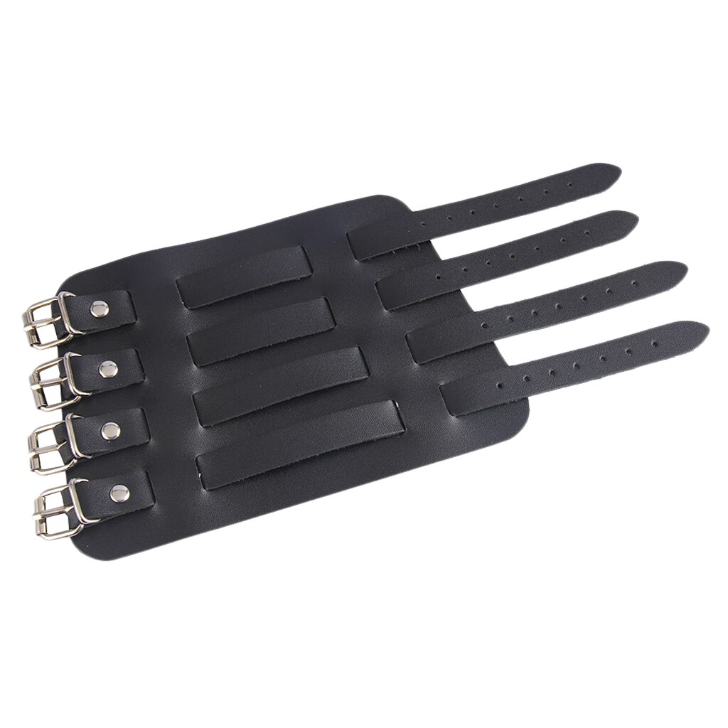 Steampunk Arm Bracer Durable PU Leather Wristband Arm Guards Gauntlet Cuff Medieval Bracers for Women Men: Style 01  black