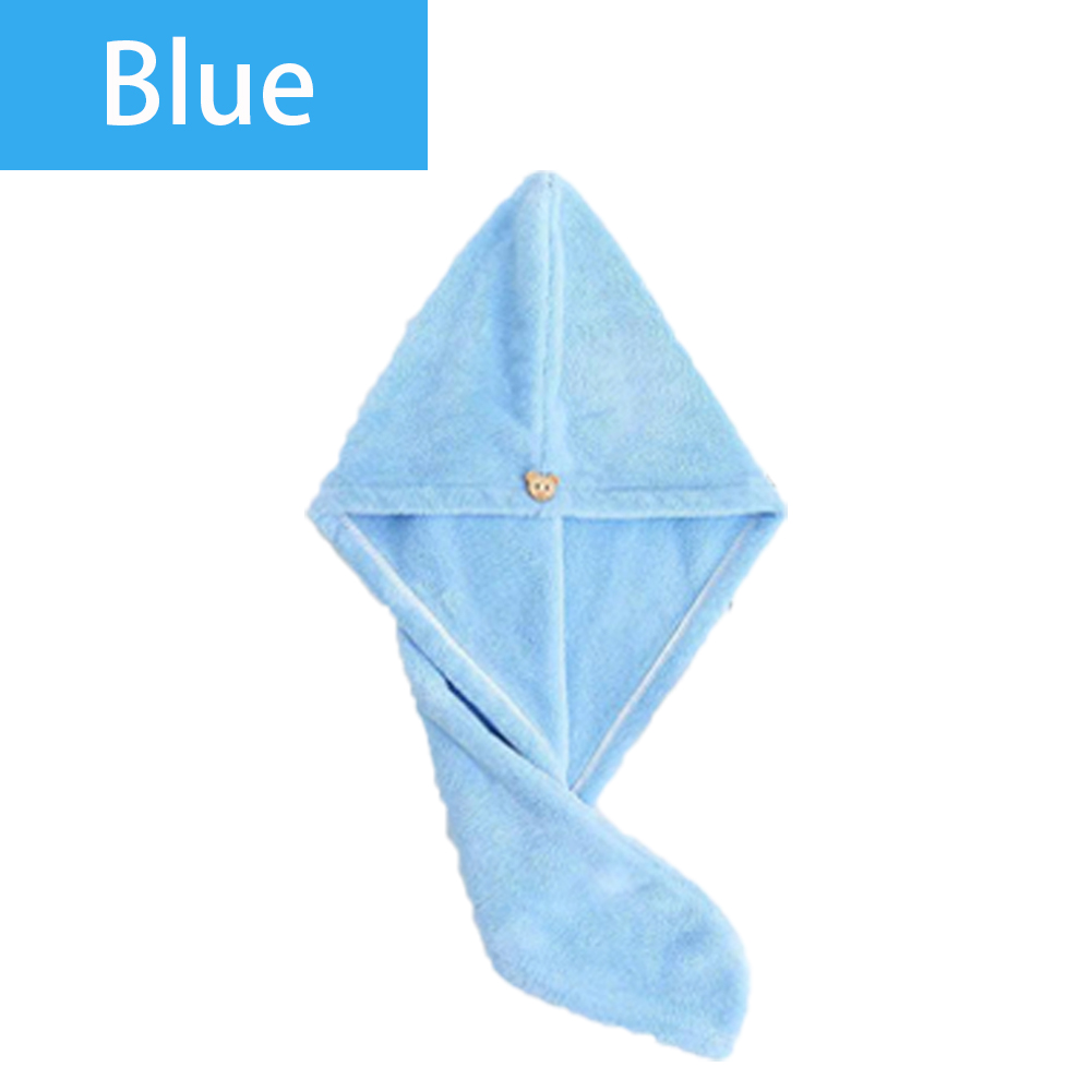 Toallas de baño de secado rápido para mujer, gorro de microfibra, toalla de secado rápido, turbante: Azul