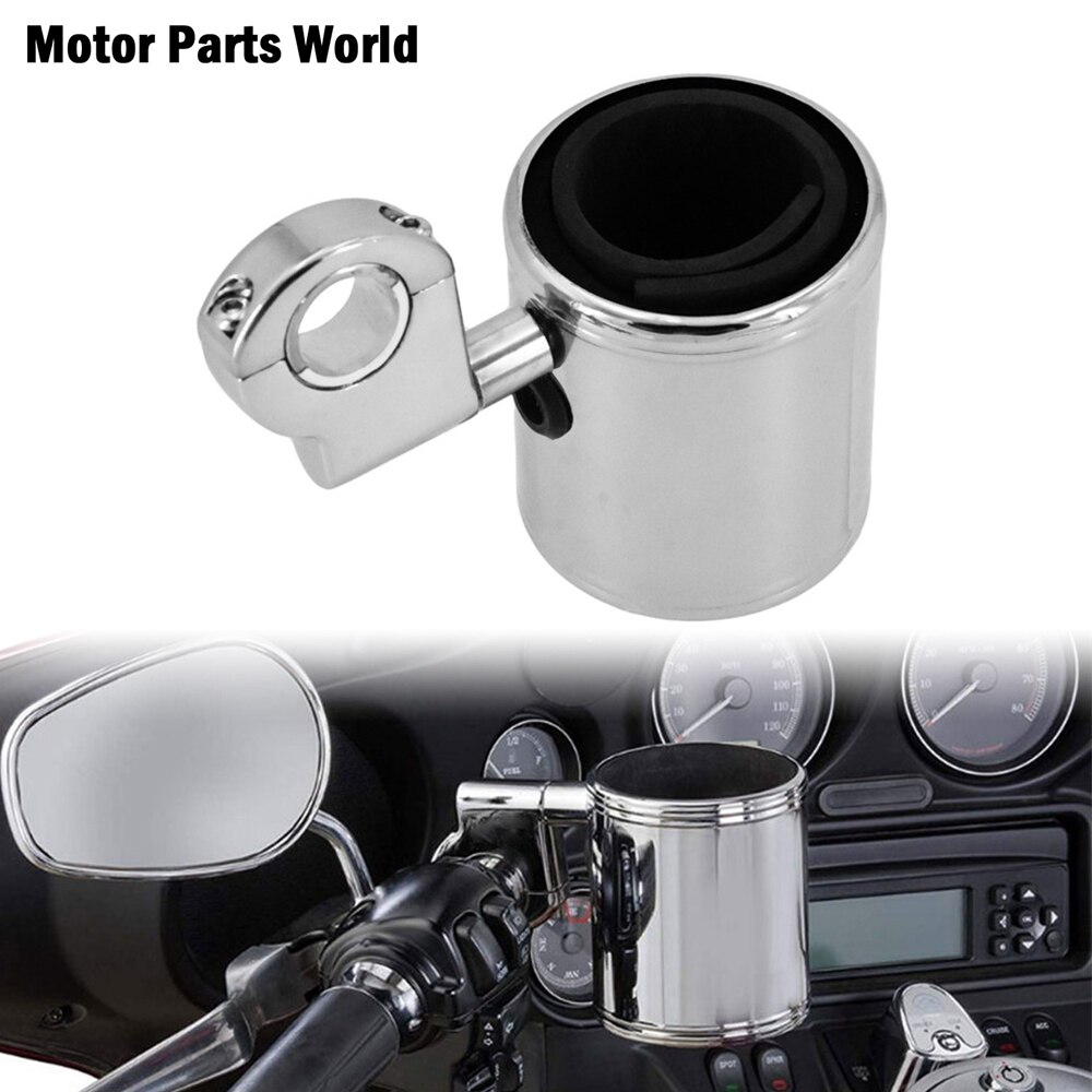 Universal Motorcycle Bottle Cup Holder Adjustable Chrome Handlebar Drink Bottle Universal Motorcycle Bottle Cup Holder Adjustable Chrome Handlebar Drink Bottle