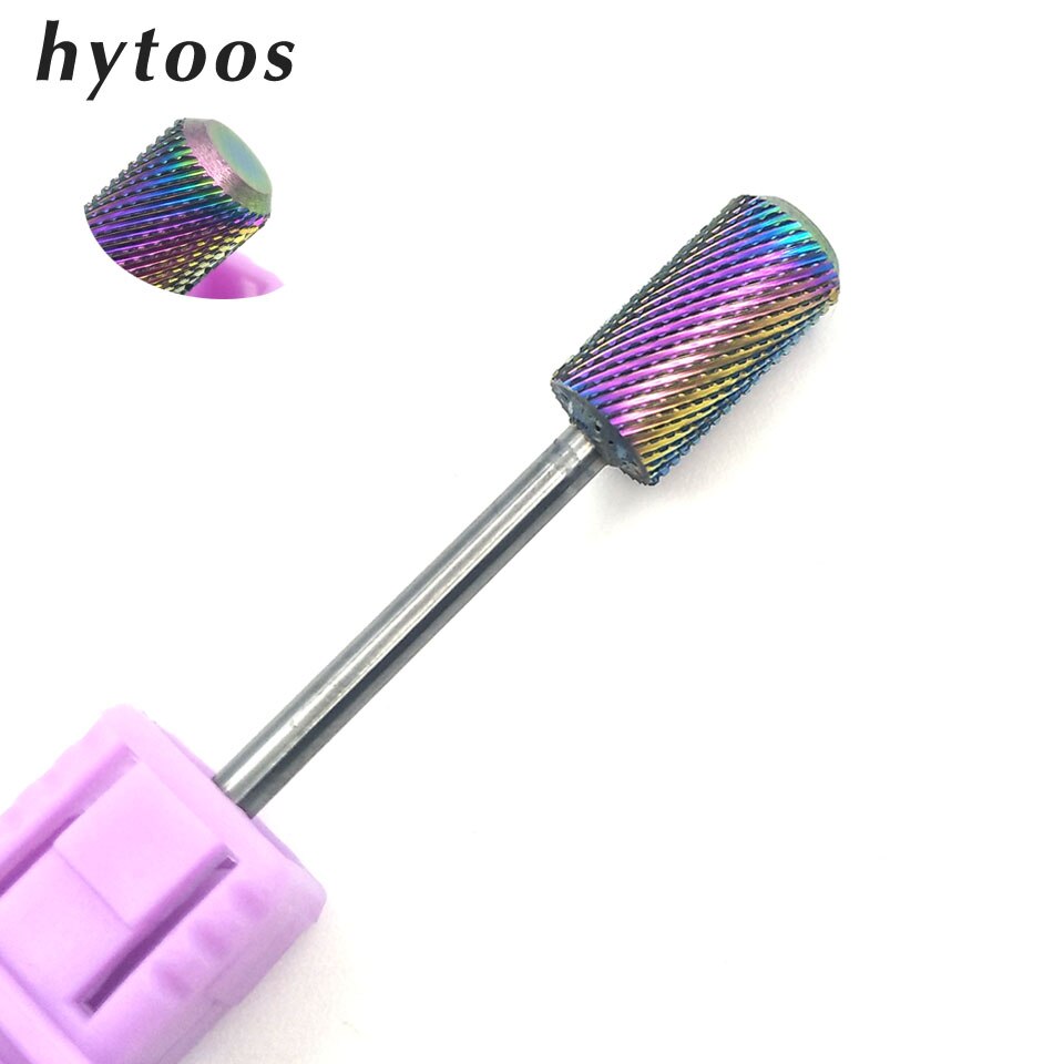 HYTOOS-brocas de carburo de tungsteno con recubrimiento de arco iris, 5 tipos, para manicura, accesorios, fresa: SJ-01RS-LQ