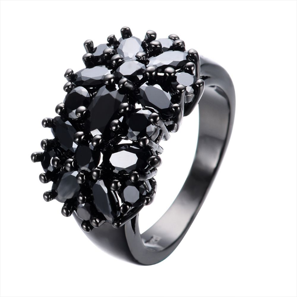 Bague incrustée de cuivre unique pour hommes et femmes, matiques de mariage ovales noires, bijoux de bordure, unique,