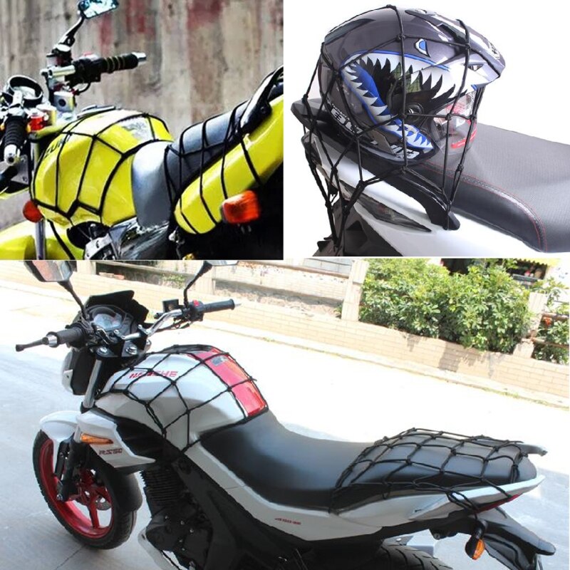 Motorcykel bagage netto cykel 6 kroge holder brændstoftank bagage mesh web styling