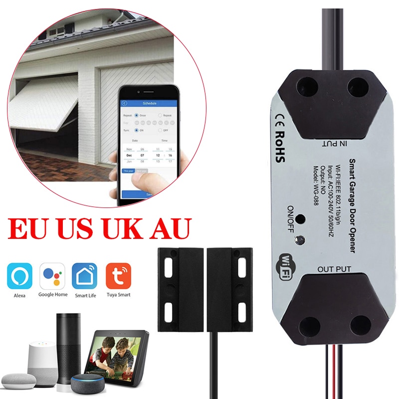 Garagedeuropener Wifi Afstandsbediening Supprot Alexa Google Thuis Voice Afstandsbediening Werk Met Tuyasmart & Smartlife App Smart Home