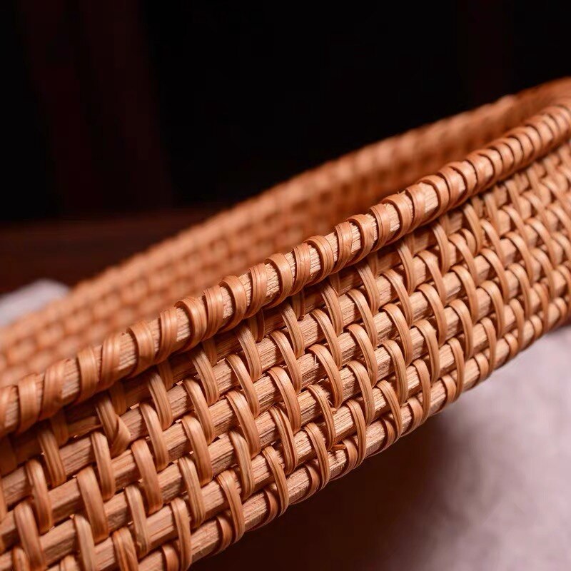 Opbergmand handgevlochten rotan bruin ovaal in oude tradities fruit brood snack opbergmand keuken huishoudelijke artikelen