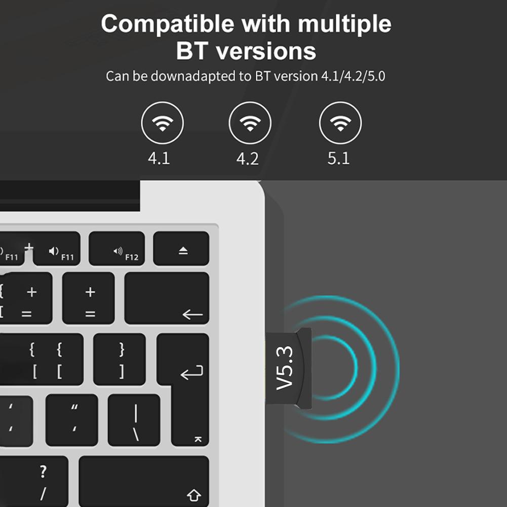 Adapter USB Bluetooth 5.3 z obsługą systemu Windows 11/10/8.1 BT Nadajnik audio Odbiornik muzyczny Adapter do komputera stacjonarnego Laptop