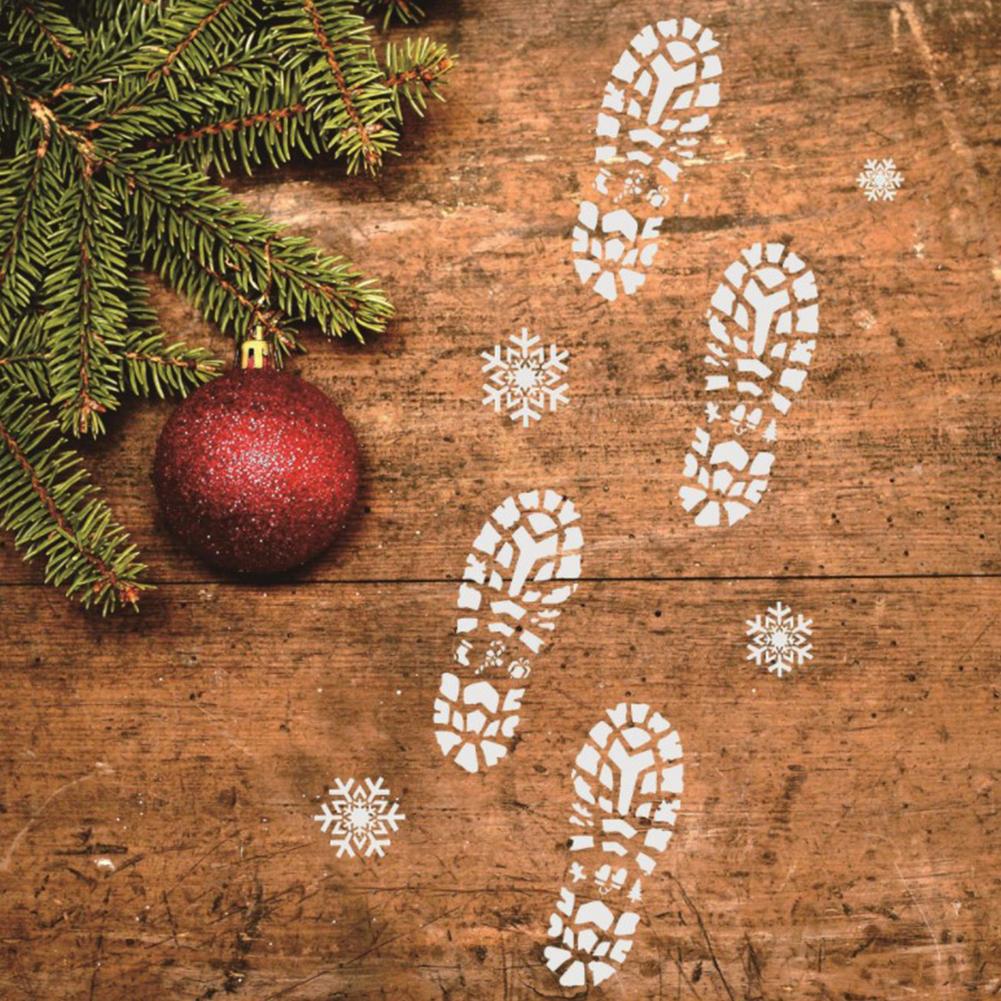 Schneeflocke Schablone Santa Fußabdrücke Für sterben Boden Weihnachten Schablonen Für Malerei Auf Holz Wiederverwendbare Weihnachten Schneeflocke Schablone