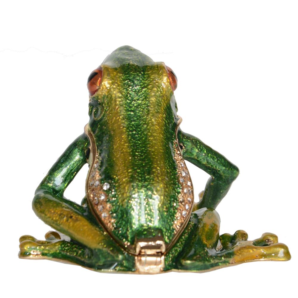 Groda prydnad smycken låda för ring halsband groda prydnad metall presentartiklar samlarobjekt