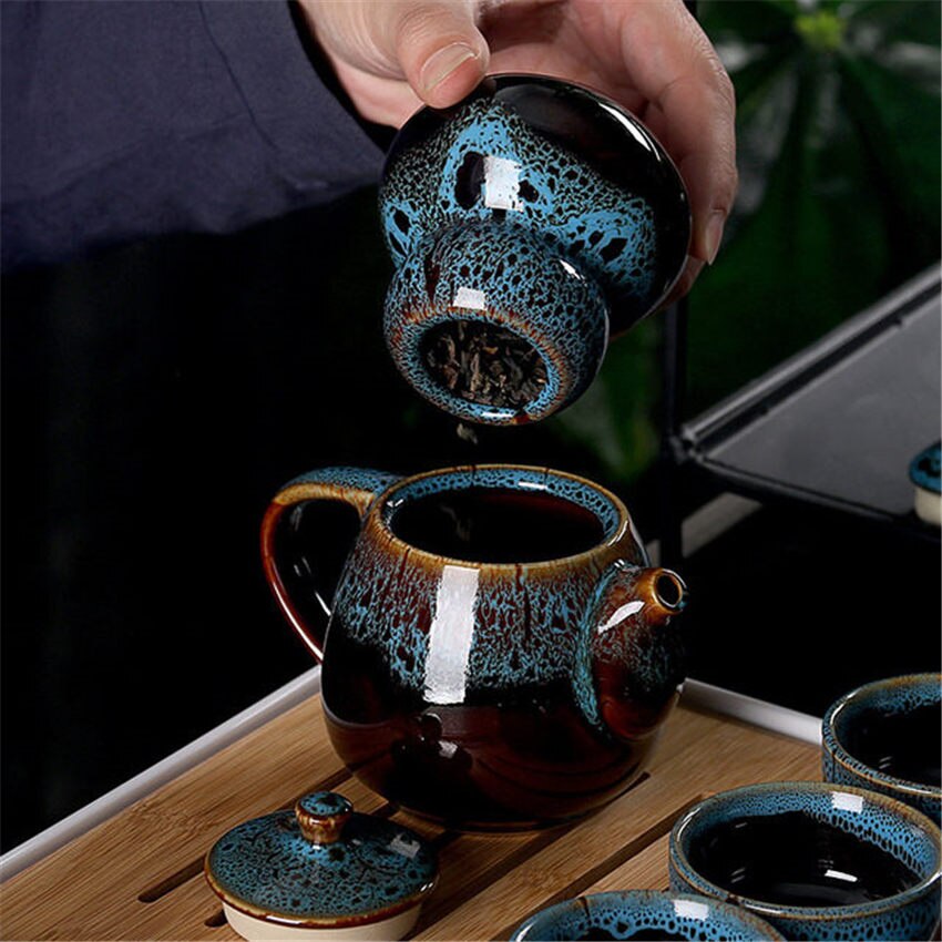 Portable Kung Fu Tea Set Ceramic Chinese Teapot Porcelain Teaset Gaiwan Tea Cups of Tea Ceremony Tea Pot With Travel Bag