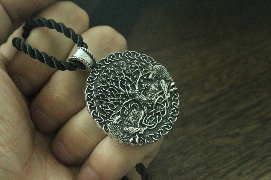 Lanseis 1 stks Twee wolven sigil opdracht Celt wolf hanger twee wolven levensboom en wereld boom sieraden viking mannen ketting