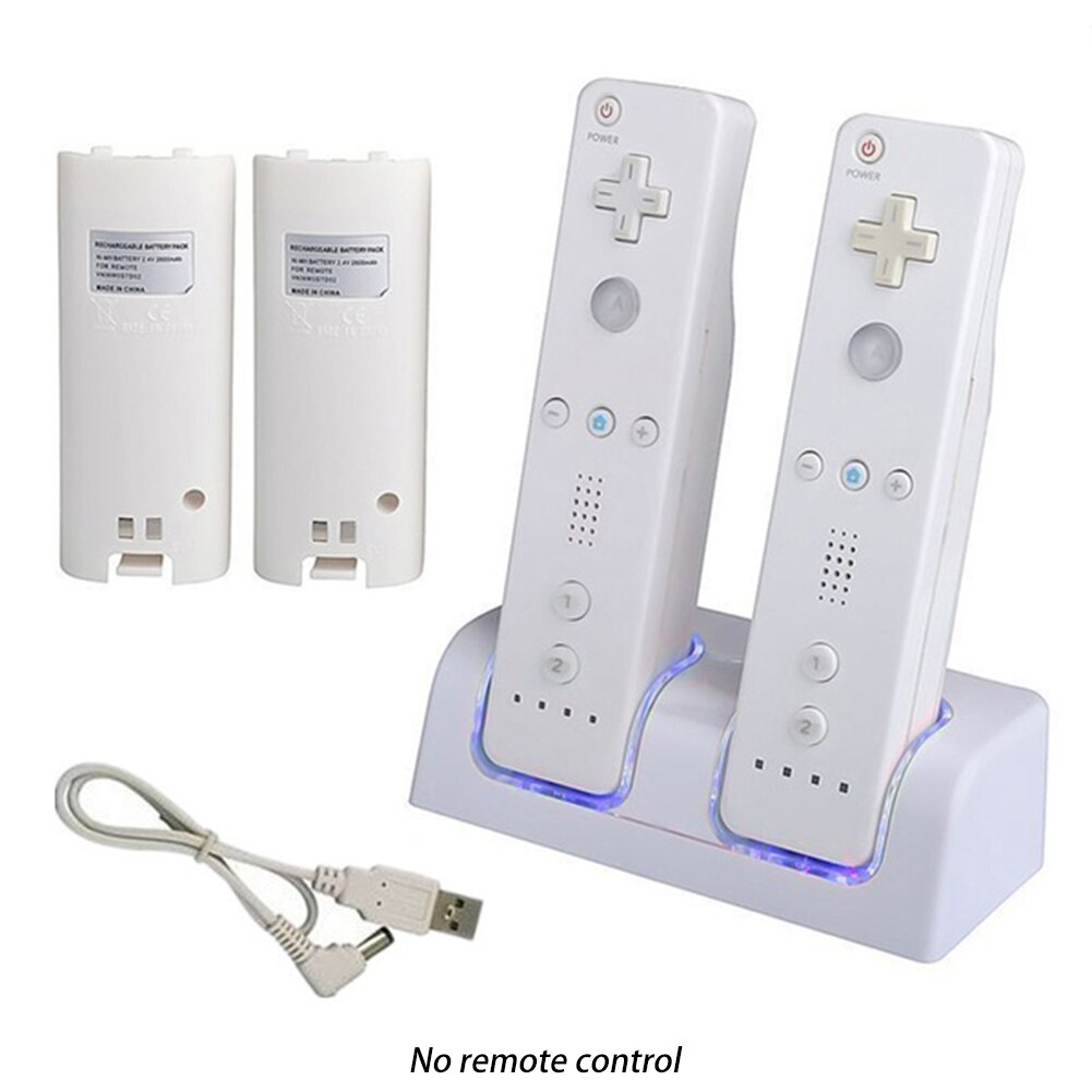 Base de carga de luz LED para Nintendo Wii, cargador para mando, estación Dual #734