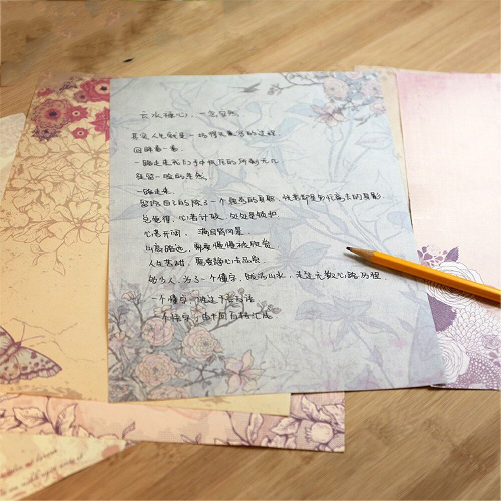 10pcs European Country Style Letter Pads Vintage Message Writing Paper Letter Set Envelope Letter Paper School Stationery