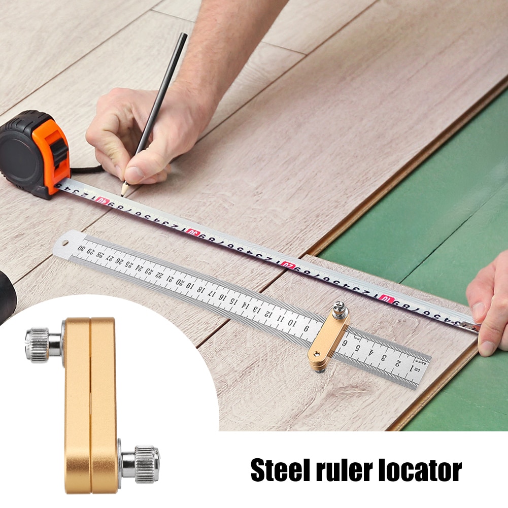Steel Ruler Positioning Block Woodworking Scribe Drawing Mark Line Gauge Carpenter DIY Measuring Tool Woodworking Tools