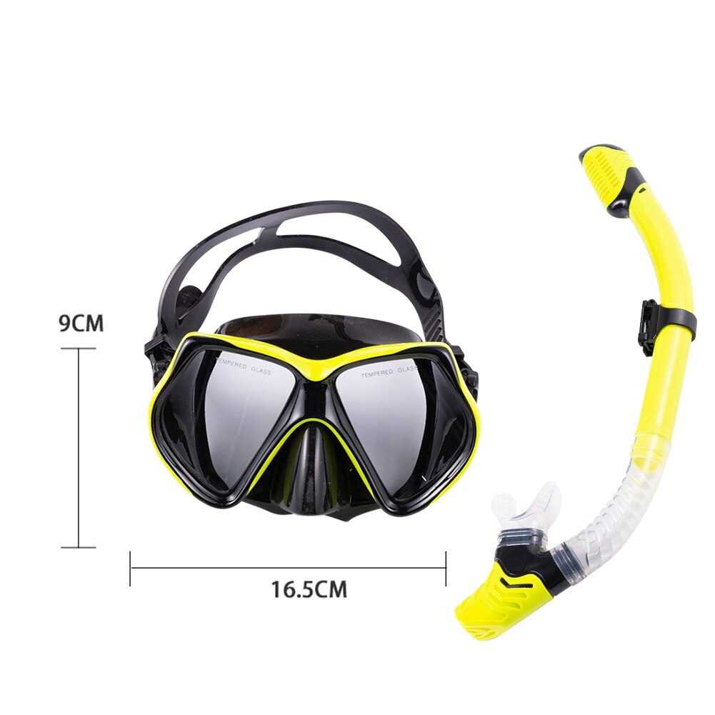 Profesjonalna maska do nurkowania, snorkelingu i fajki gogle okulary nurkowanie pływanie zestaw rurki oddechowej maska do nurkowania sprzęt do pływania: B Yellow