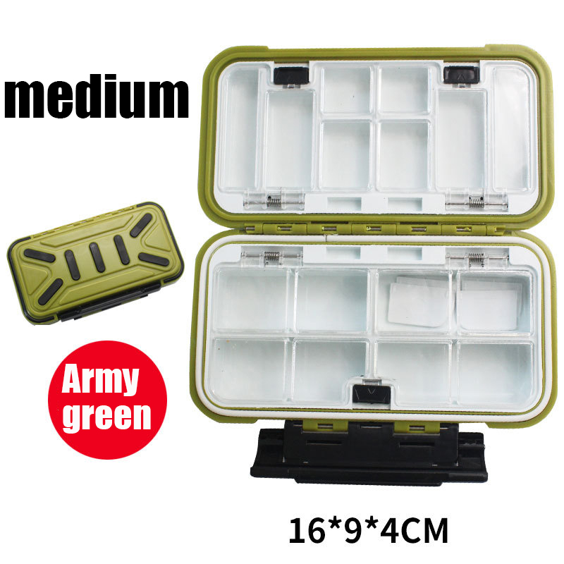 Fishing Tackle Boxes Waterproof Fishing Storage Boxes Bait Box Multifunctional Hook and Bait Accessory Box Double-Sided Opening: Brown