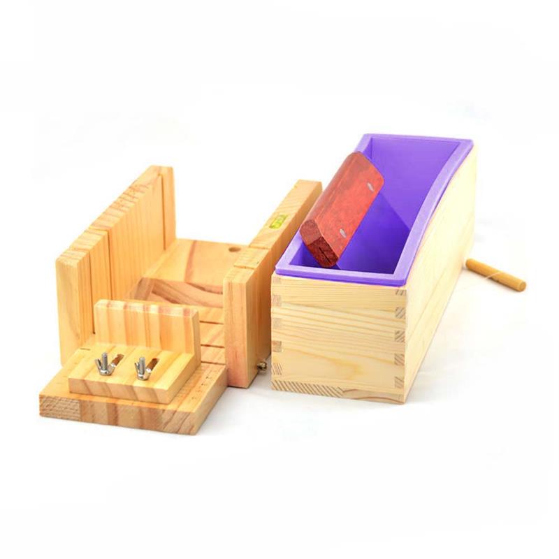 DIY Soap Making Tool Set Adjustable Wooden Soap Cutter Box Stainless Steel Wax Soap Slicer Wavy Knifes Handmade Soap Making Kit: purple