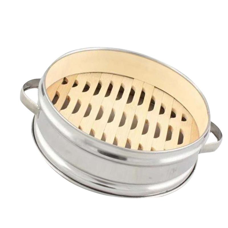 Boîte de vapeur portative de support de vapeur de fond de bambou de panier de cuiseur à vapeur de cuisine d'acier inoxydable pour la Machine de cuisson électrique de gaz