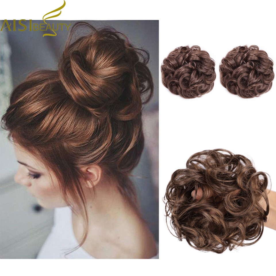 AISI BEAUTY Synthetic Hair Bun Extensions Curly Messy Bun Hair Chignons Tail Wedding Hairpiece for Women and Kids