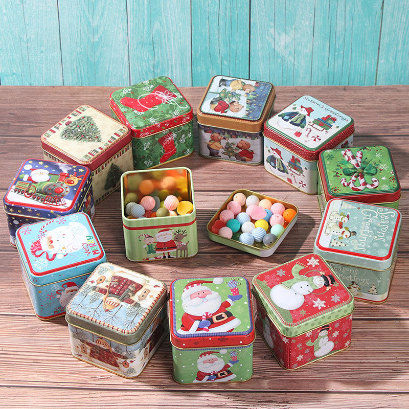 Vierkante Bump Snoep Opbergdoos Ijzeren Doos Kerst Snoep Blikjes Kinderen Kerst Candy Verpakking Dozen Party Decor