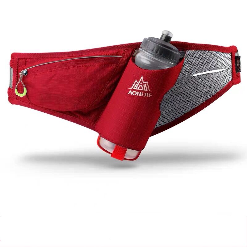 AONIJIE Sport Taille Packungen Lauf Gürtel Wasser Gürtel Pack Für Marathon- Joggen Radfahren Trink Mit Flasche E849: rot mit Flaschen