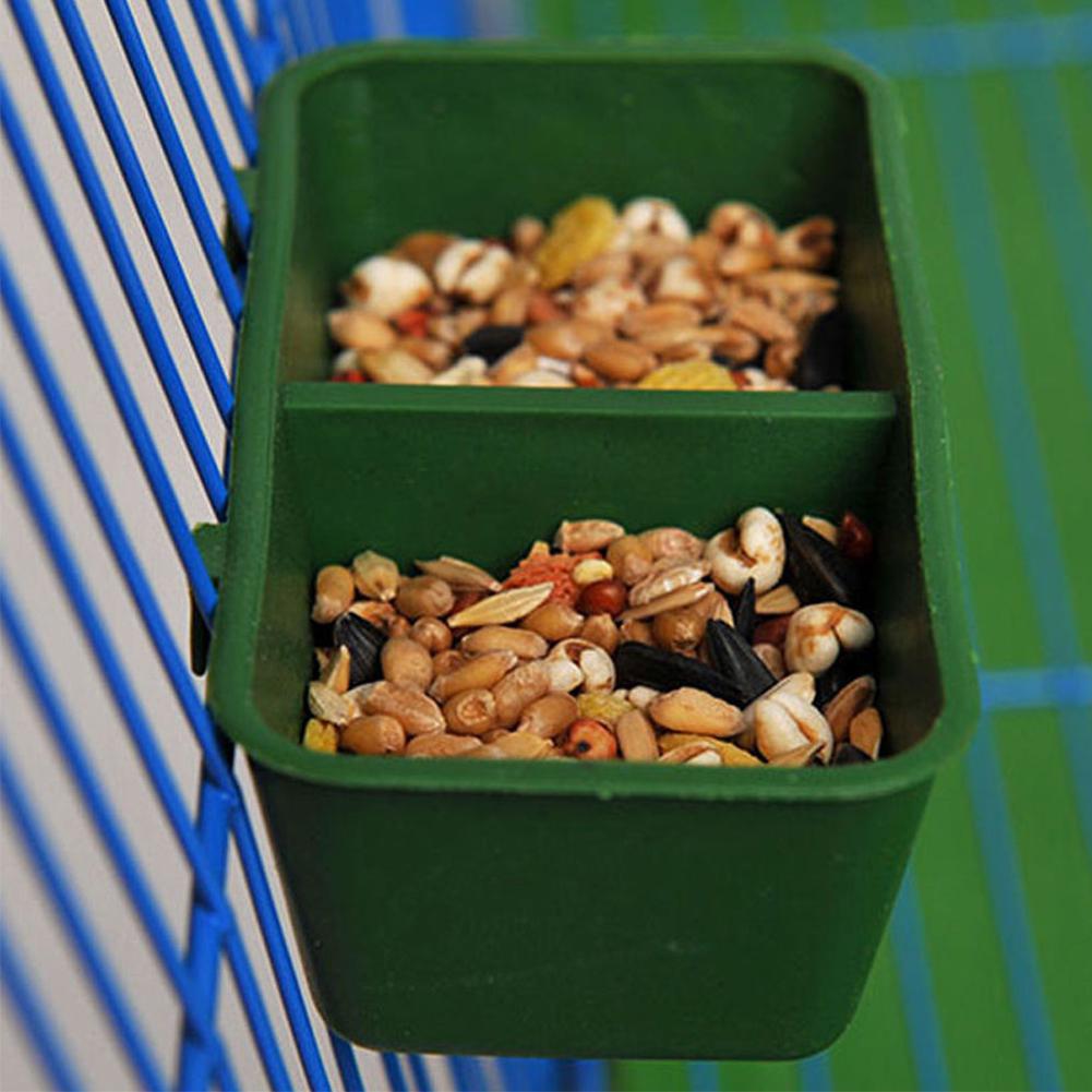 2-in-1 Double Trough Bird Seed Food Feeding Dish Water Feeder Bowl for Parrot Macaw Canary Finch Cage