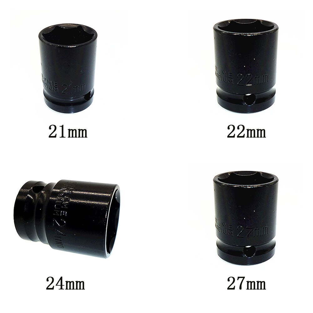 21/22/24/27mm chrome-vanadium steel Impact Socket 1/2" Square Drive 6 Point Metric Sockets Wrench Air Tool Black