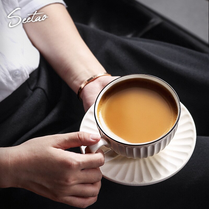 Japansk stil enkel vit kopp och fat modern kaffekopp servis möbler dekoration par kopp resa