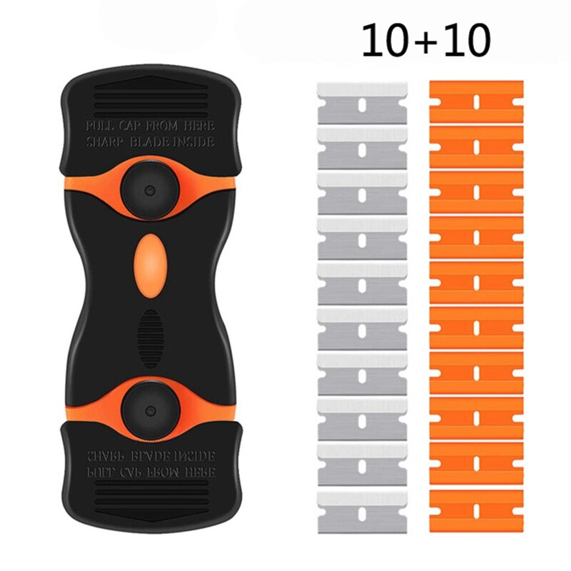 Double-Sided Scraper Replaceable Metal Plastic Blades Cleaner Scraper for Window Sticker Labels Caulk Adhesive Paint Removal: B