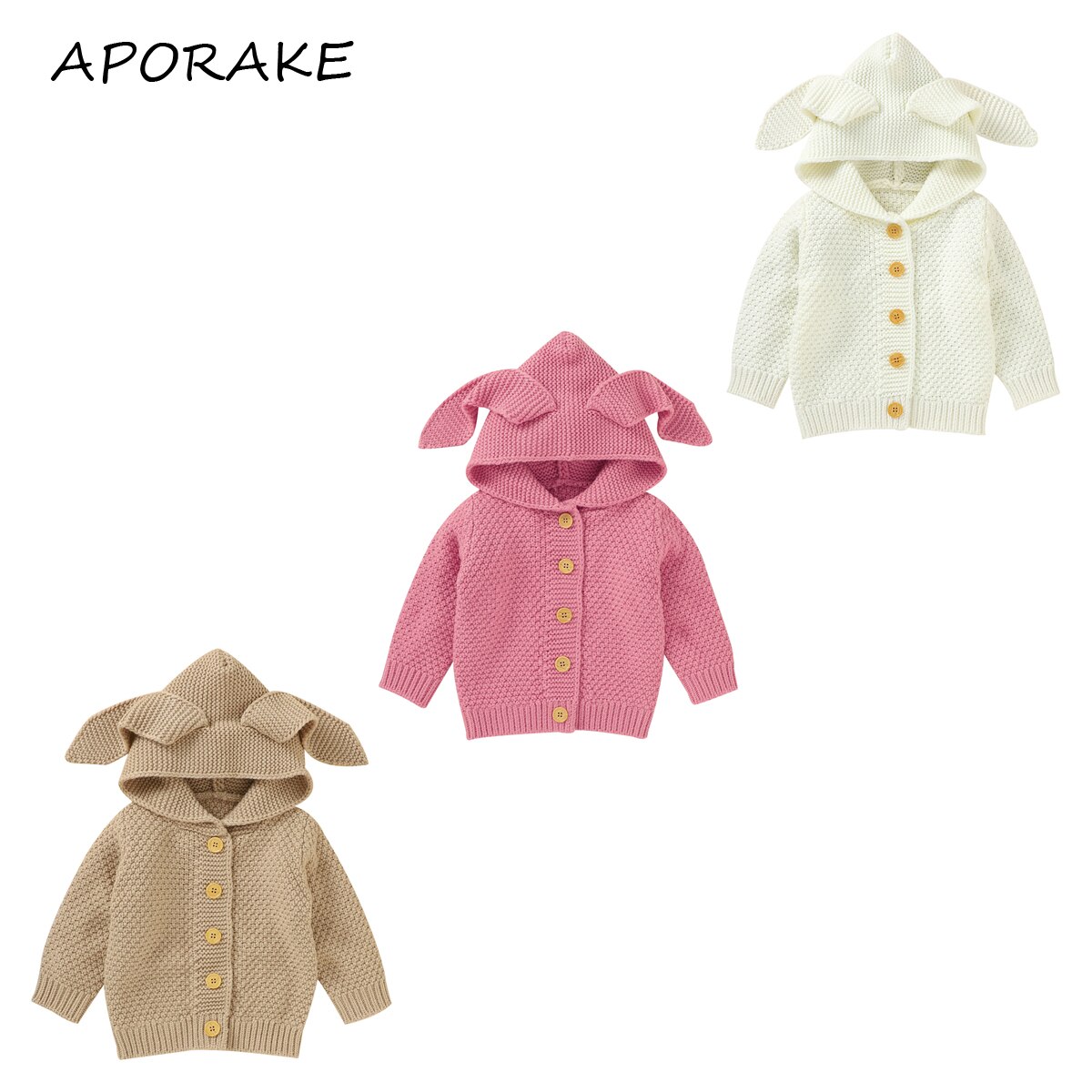 0-24M Baby Baby Winter Fall Gebreide Jassen Jongens Meisjes Lange Mouw Effen Kleur Vest Mode Konijn oor Warm Hooded Tops