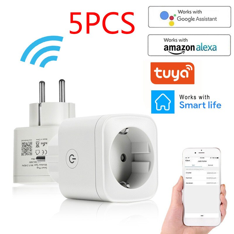 16A Smart Plug Socket EU Adaptor Wireless Power Socket Monitor Timing Function Smart Home APP Control With Alexa Google Home