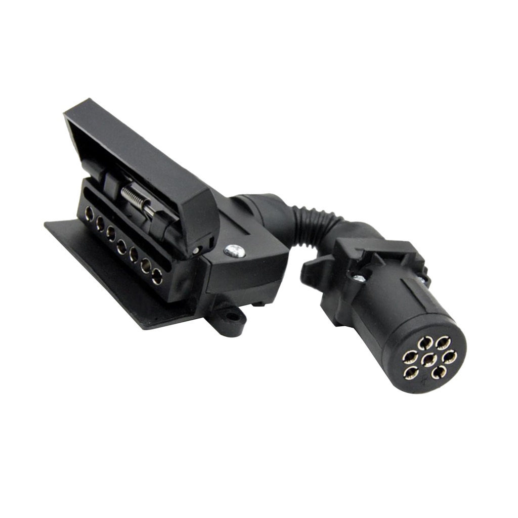7 Way Round to Flat Female Socket Trailer Boat Truck RV Light Connector