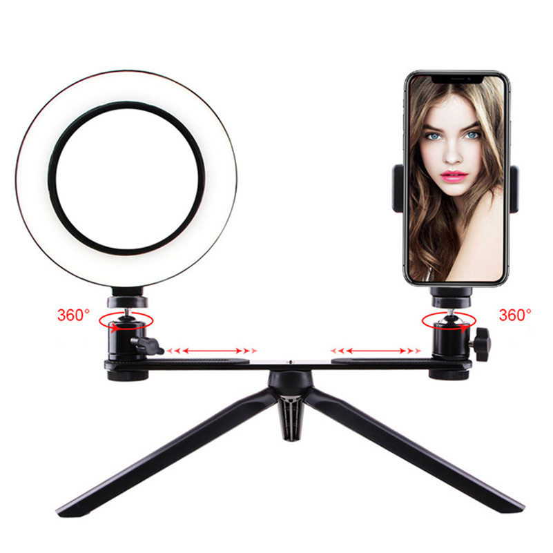 LED Selfie Ring Light Studio Photography Photo Ring Fill Light with Tripod for Smartphone Makeup Live Trip