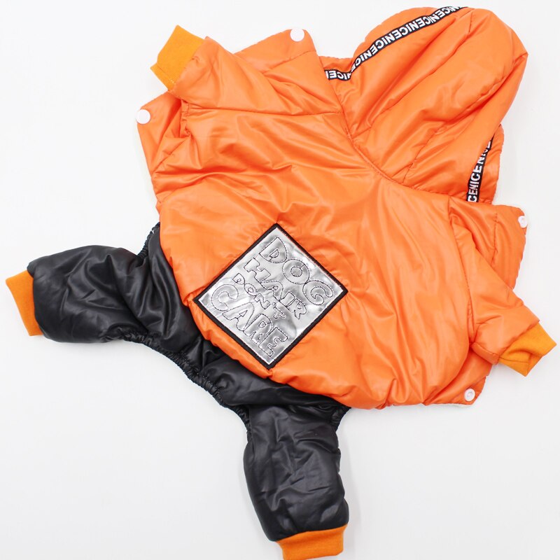 Orange/grøn efterår vinter hundetøj fire ben hundefrakke til små mellemstore kæledyr skinnende broderede hunde jumpsuit 10e