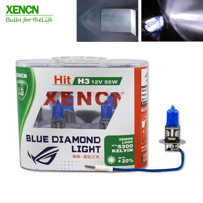 XENCN H3 12V 55W 5300K Blue Diamond Light Auto Lamp Halogeen Auto Lamp voor passat skoda golf lancer astra 30% Meer ligh 75M beam