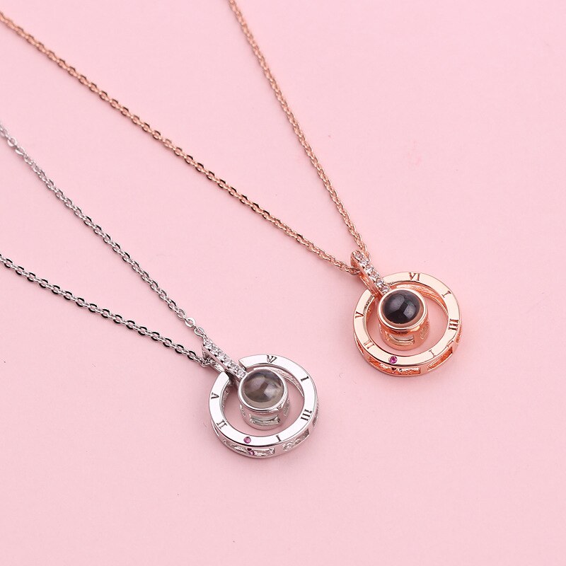 100 Languages I Love You Necklace Inlaid Round Cubic Zirconia Flower Projection Pendant Necklace Friendship Gifts For Best Friends Besties Sisters P 24760671 Cat 1755