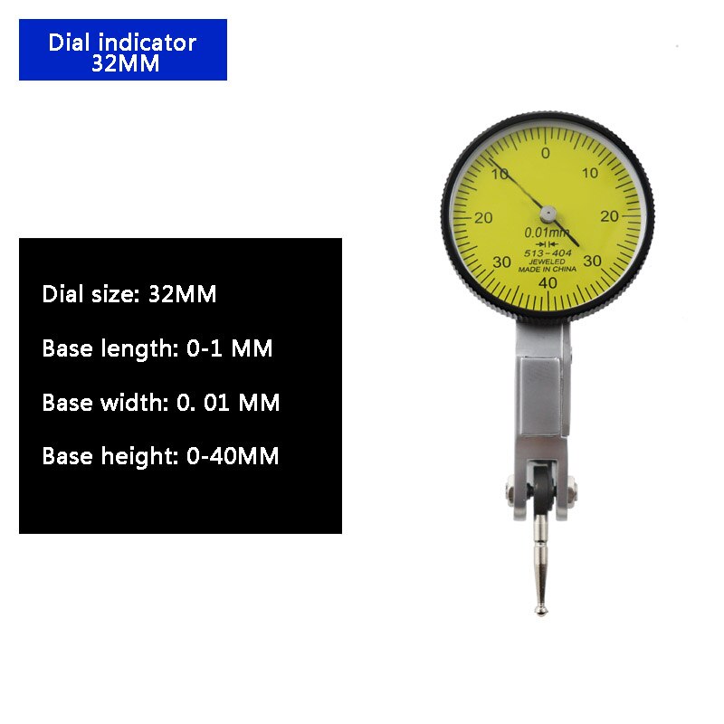 Dial Indicator Lever Calibration Indicator High Precision Dial Dial Indicator Measuring Instrument 0-0.8mm One Piece CH: White