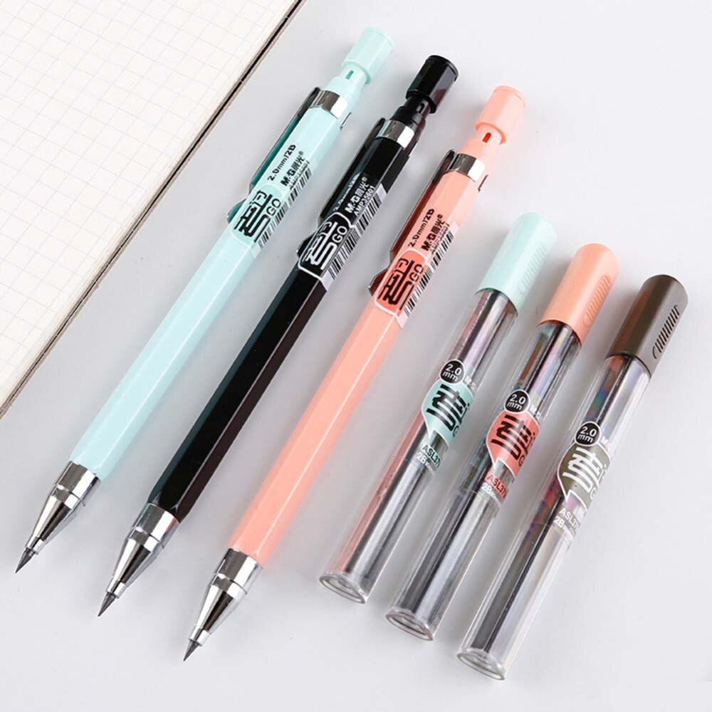 2.0mm 2B Propelling Pencils Candy Color Mechanical Pencil Drawing Writing For Kids School Supplies Students Stationery