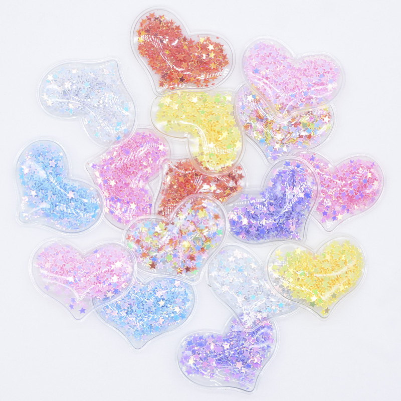 32Pcs 38*30mm Bling Hart Transparante Plastic Vulling Sequin Applicaties voor DIY Hoofddeksels Haar Clips Boog Accessoires patches L06