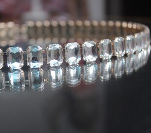 Høj kvalitet firkantet krystal talje kæde super skinnende krystal besat mave kæde kvindelige metal tynd bælte
