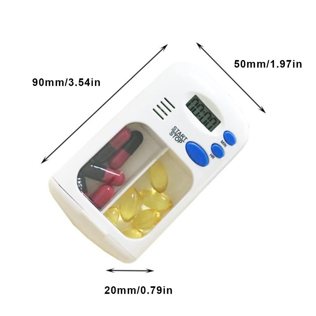 2 grid elektronisk timing kit bærbar intelligent påmindelse timer til ældre pillekasse daglig opbevaringskasse