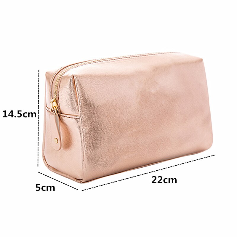 Purdored 1 pc portátil sólido feminino saco de cosméticos saco de maquiagem de ouro feminino organizador de viagem para maquiagem bolsa de toilette