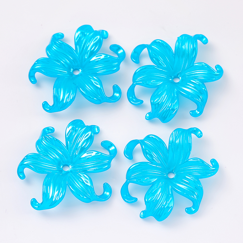 42X44Mm 20 Stuks Imitatie Parel Acryl Iris Bloemen Weven Bloemblad Bloemhouder Haar Accessoire Materiaal Oceaan Bloem Losse Kralen: peppermint