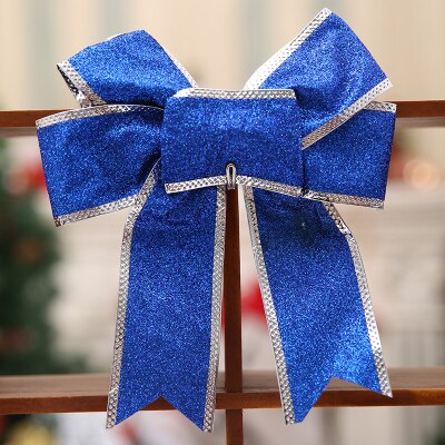 Navidad bowknot enfeites de natal decoracion hogar træ jul håndlavet juletræspynt emballage tilbehør 25cm: Blå