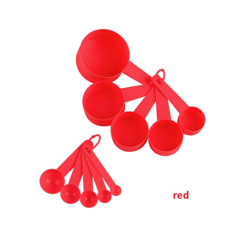 Meer Kleur 10 Stks/set Maatlepels Kleurrijke Plastic Maatregel Lepel/Cup Keuken Super Nuttig Suiker Taart Bakken Gereedschap Lepel-S: red