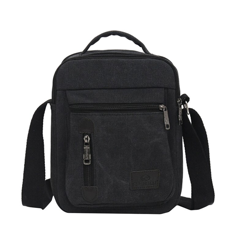 Men's Casual Shoulder Bag Solid Color Business Messenger Bag Simple Large Capacity Multi-purpose Canvas Bag: Style A black