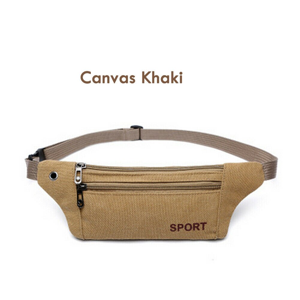 Sport midjeväska herr universell fanny pack portabel avslappnad multifunktions heuptas handväska: Canvas khaki